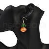 Halloween Theme Pumpkin Handmade Glass Seed Beaded Dangle Earrings EJEW-MZ00480-01-3
