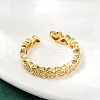 Brass Micro Pave Cubic Zirconia Cuff Rings for Women RJEW-F182-03G-2