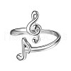 Musical Note Rhodium Plated 925 Sterling Silver Cuff Rings FS-WG4A5BA-01-3