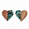 Transparent Resin & Walnut Wood Pendants RESI-TAC0017-73-A02-2