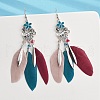 Flower & Feather Alloy Chandelier Earrings EJEW-G426-04AS-3
