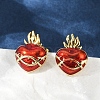 Brass Enamel Stud Earrings for Women EJEW-A126-05E-G-5