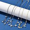 Brass Rolo & Flat Sequin Chains Necklaces for Women NJEW-D302-56-1