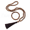 Wood Round Beaded Pendant Necklaces & Bracelets Sets FS-WG9D102-07-2
