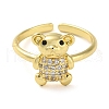 Rack Plating Brass Micro Pave Cubic Zirconia Open Cuff Rings RJEW-K266-07A-G-2