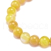 Natural Agate Round Beaded Stretch Bracelet BJEW-JB08396-6