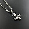 Vintage Stainless Steel Men's Punk Fleur De Lis Pendant Necklaces OG3380-1