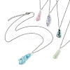 Electroplated Natural Quartz Crystal Prism Copper Wire Wrapped Pendant Necklaces NJEW-JN05027-02-1