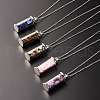 Alloy & Glass Wish Bottle with Natural Mixed Chip Gemstone Pendant Necklaces NJEW-JN03623-1