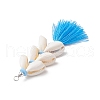 Natural Cowrie Shell & Handmade Polymer Clay Beads & Handmade Polycotton Tassel Big Pendants PALLOY-JF03785-5