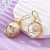 Oval with Insects Brass Baroque Pearl Dangle Earrings EJEW-Q043-03G-3