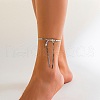 Bowknot Alloy Snake Chain Anklets AJEW-G059-04P-1