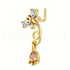 Brass Pave Peru and Clear Cubic Zirconia Dangle L-Shaped Nose Rings FS-WG9779A-02-1