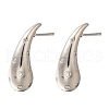 Rack Plating Teardrop Brass Micro Pave Clear Cubic Zirconia Stud Earrings EJEW-H143-18P-4