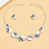 3 Tone Leaf Alloy Enamel Bib Necklace & Stud Earring FS-WG7DDB7-01-2