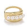 Alloy Chunky Wide Open Cuff Bangle with Plastic Pearl for Women BJEW-K223-05KCG-3