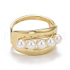 Alloy Chunky Wide Open Cuff Bangle with Plastic Pearl for Women BJEW-K223-05KCG-3