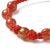 Natural Carnelian(Dyed & Heated) Round Braided Bead Bracelet BJEW-JB09183-4