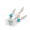 Alloy Synthetic Turquoise Beads Dream Catcher Pendants PALLOY-MZ00708-02-4