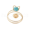 Round Natural Natural  Hemimorphite & Amethyst & Carnelian & Tiger Eye Finger Rings RJEW-TA00145-5