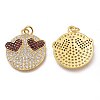Brass Micro Pave Red & Clear Cubic Zirconia Pendants ZIRC-SZ0001-25-2