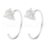 999 Fine Silver Micro Pave Clear Cubic Zirconia Pull Through Earrings EJEW-P296-28D-S-1