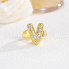 Brass Micro Pave Clear Cubic Zirconia Cuff Rings FS-WG4832E-43-1