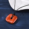 Natural Red Jasper Square Pendants Black PU Leather Cord Necklaces NJEW-K285-01C-3