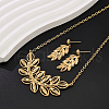 Leaf Brass Stud Earrings & Pendant Necklaces Sets for Women KK7386-3