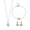 Conch Shape 304 Stainless Steel Pendant Necklaces & Bracelets & Stud Earrings Sets for Women SJEW-C004-15P-1