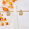 Cubic Zirconia C-shape Stud Earrings JE947B-4