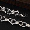 304 Stainless Steel Skull Link Chain Necklaces for Women Men NJEW-A043-03P-3