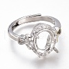 Adjustable Brass Micro Pave Clear Cubic Zirconia Finger Ring Components ZIRC-I049-11P-1