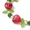 Heart Flower Dyed Natural TaiWan Jade & Acrylic Stretch Bracelet BJEW-JB09908-01-2