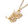 Initial Letter with Butterfly Pendant Necklace NJEW-C026-01G-L-3