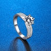 Rhodium Plated 925 Sterling Silver Pave 5.2x3.1mm Moissanite Finger Rings for Women WGFFDD0-52-2
