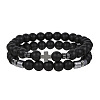 Volcano Stone Black Matte Black Gallstone Wood Beads Bracelet Set Combination Hip Hop Elastic Bracelet Bracelet Bracelet WQ1083-2-1