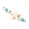 Dyed Synthetic Turquoise Starfish Rondelle Round Beaded Connector Charms PALLOY-JF04015-02-4