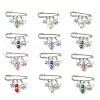12Pcs 12 Colors Angel & Star Charms Safety Pin Brooch JEWB-BR00156-1