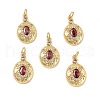 Brass Micro Pave Clear Cubic Zirconia Pendants KK-E068-VF332-4