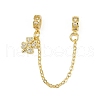 Brass Pave Clear Cubic Zirconia European Safety Chains with Charms KK-L236-16A-G-1