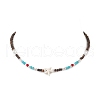 Summer Beach Synthetic Turquoise & Natural Coconut Beaded Neklaces NJEW-JN05208-01-2