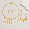 Elegant Middle Eastern Brass Coin Tassels Bracelets & Earrings & Necklaces & Rings Set for Women TA2928-3