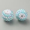 Stripe Pattern Resin Rhinestone Beads RESI-WH0034-20D-2