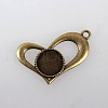 Vintage Tibetan Style Alloy Open Heart Pendant Cabochon Bezel Settings X-TIBEP-M018-106AB-NF-1