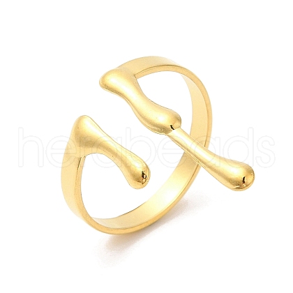 Ion Plating(IP) 304 Stainless Steel Melting Drop Open Cuff Rings for Women RJEW-L107-001G-1