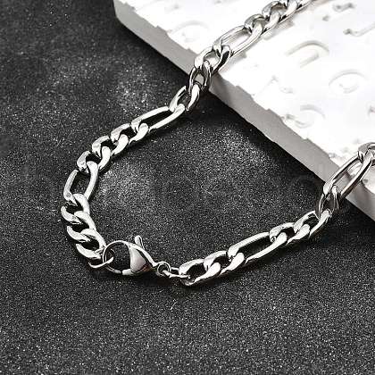 Tarnish Resistant Trendy Unisex 304 Stainless Steel Figaro Chain Necklaces STAS-E063-08-1