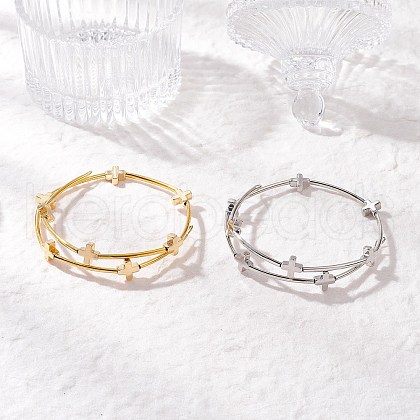 2Pcs Brass Tube Bangles for Women BJEW-JB11902-1