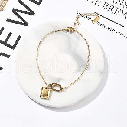304 Stainless Steel Cable Chains Charm Bracelets for Women BJEW-U021-11G-1