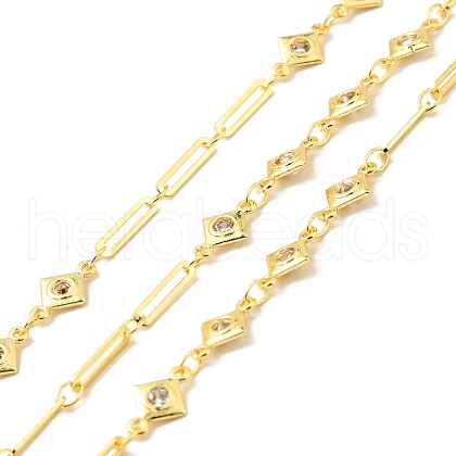 Rack Plating Brass Rhombus & Oval Link Chains CHC-C025-13G-1